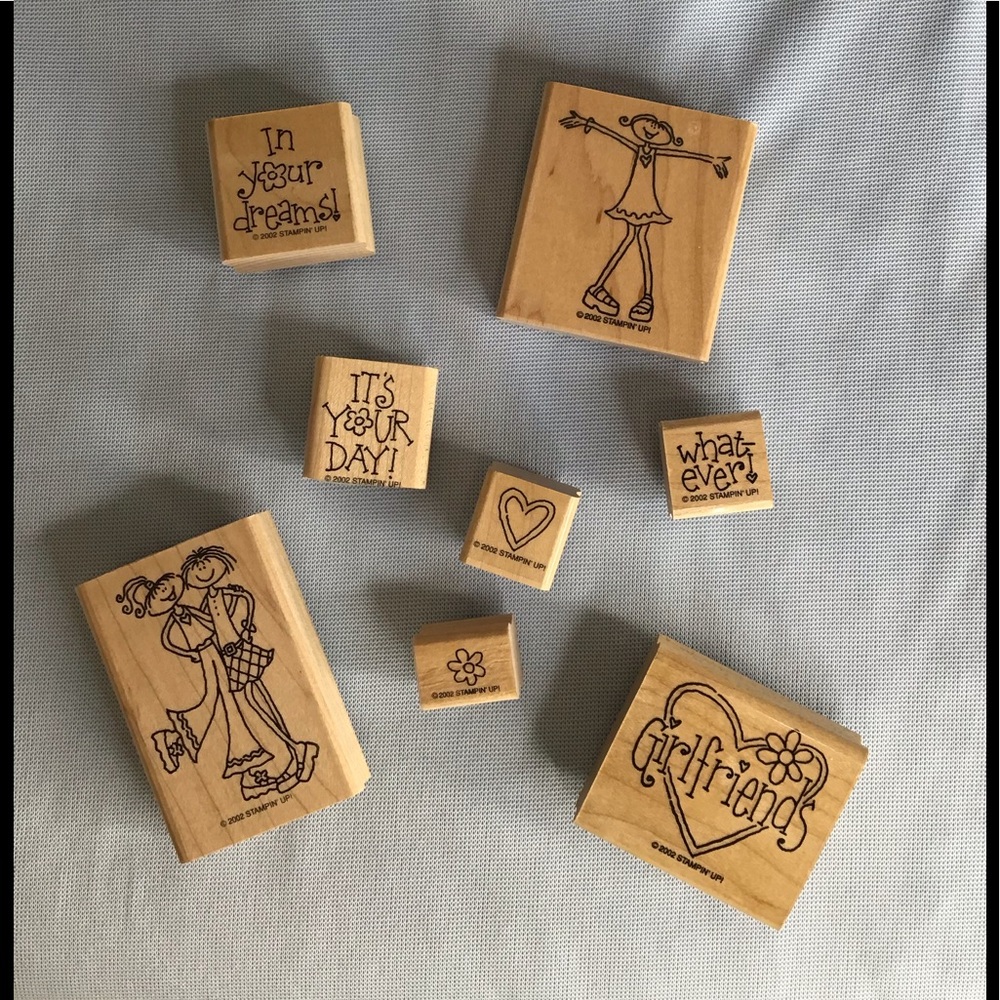 Stampin' Up Girlfriend Accessories Wood Mounted Stamp Set Retired 2002
